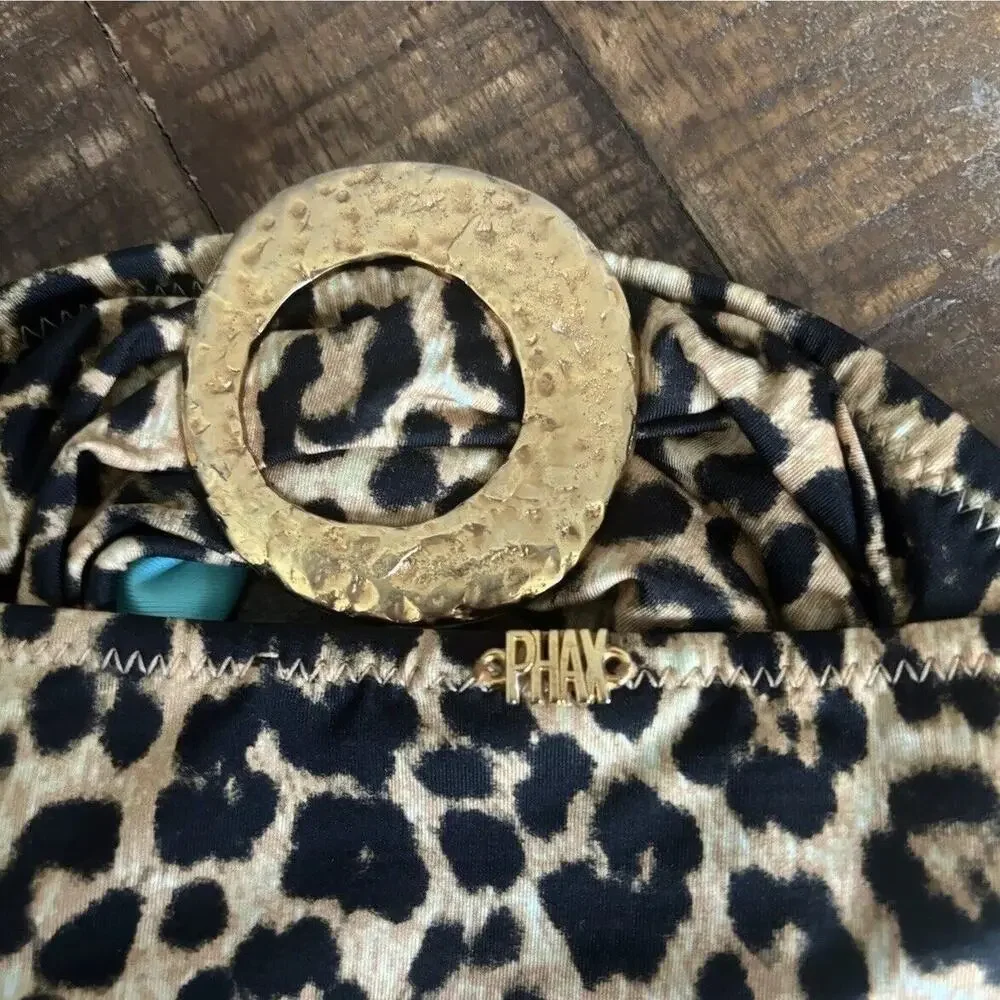 PHAX bikini swimsuit Animal Print Gold Accents Women’s 2 Piece Size Large